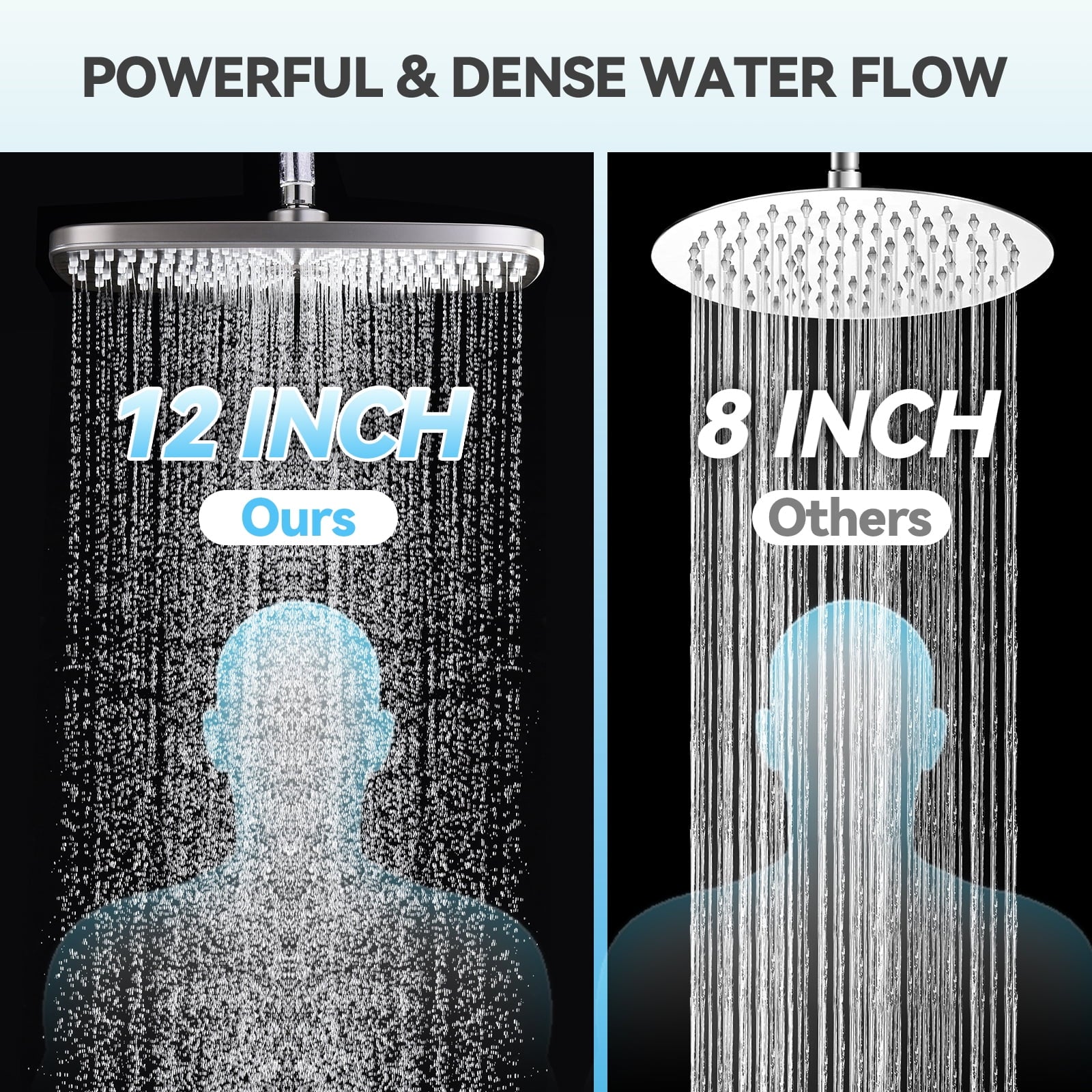 INAVAMZ 12 inch Rain Shower Head and Handheld Combo, High Pressure Shower, 3+8+1 Spray Modes, Magnetic Dock, Power Jet, Anti-Clog Nozzles, 60" Hose,Nickel